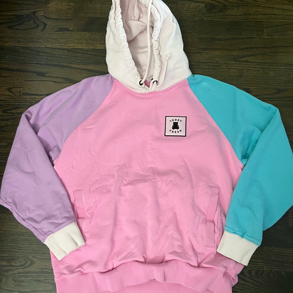 🔴SOLD VIA MERCARI🔴Teddy Fresh Colorblock Hoodie Pink, Blue and Purple Size L